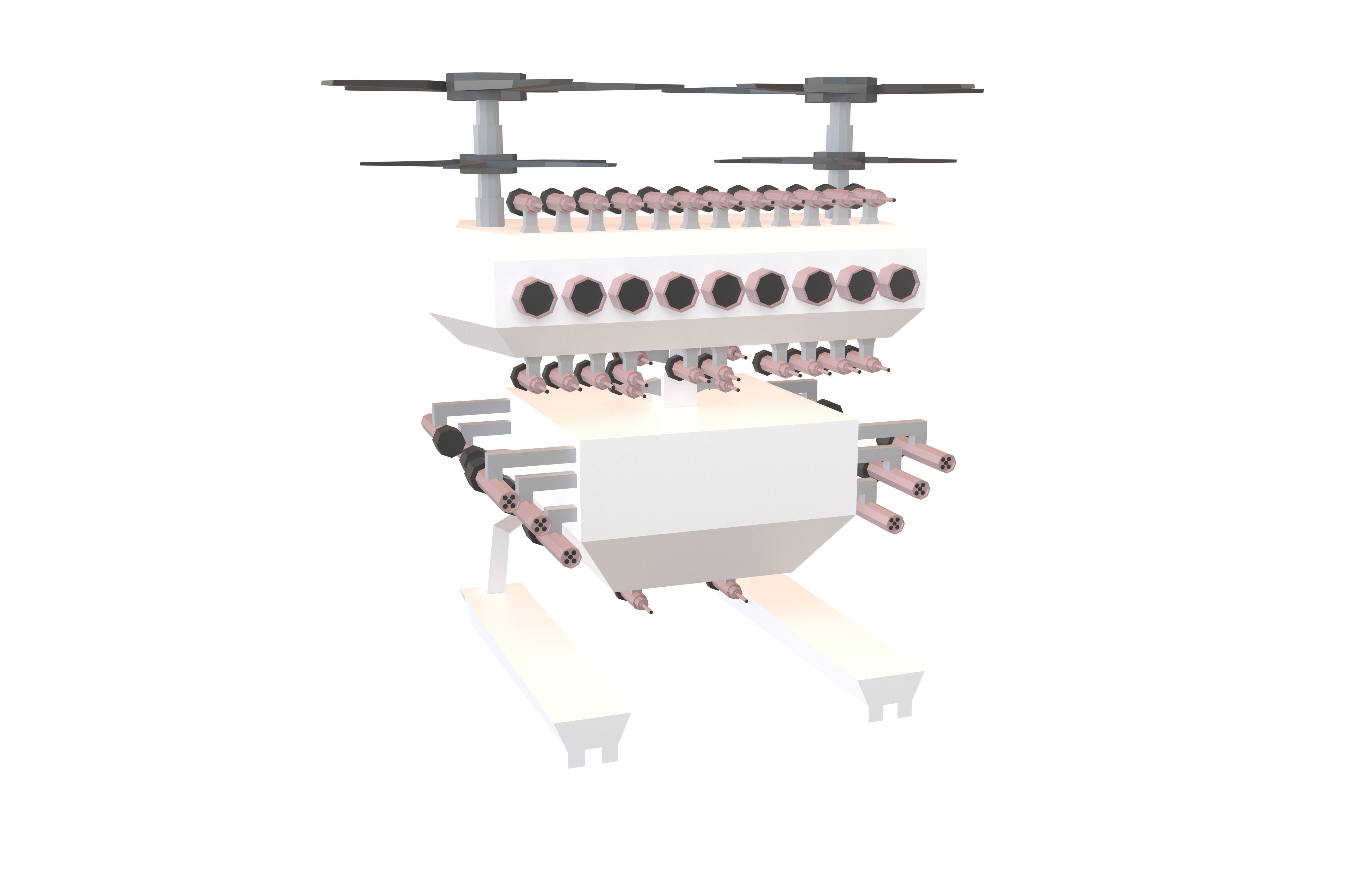 Cartoon Wepon Drone V3 001 Low-poly 3D model_1