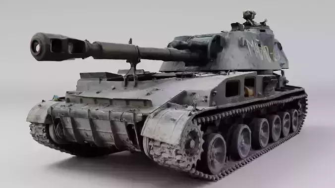SO-152 2S3 Akatsiya self-propelled gun destroyed by Ukraine 3D model
