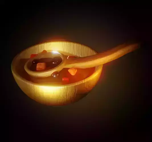 SoupBowl 3D Model soup in wooden bowl 3D model