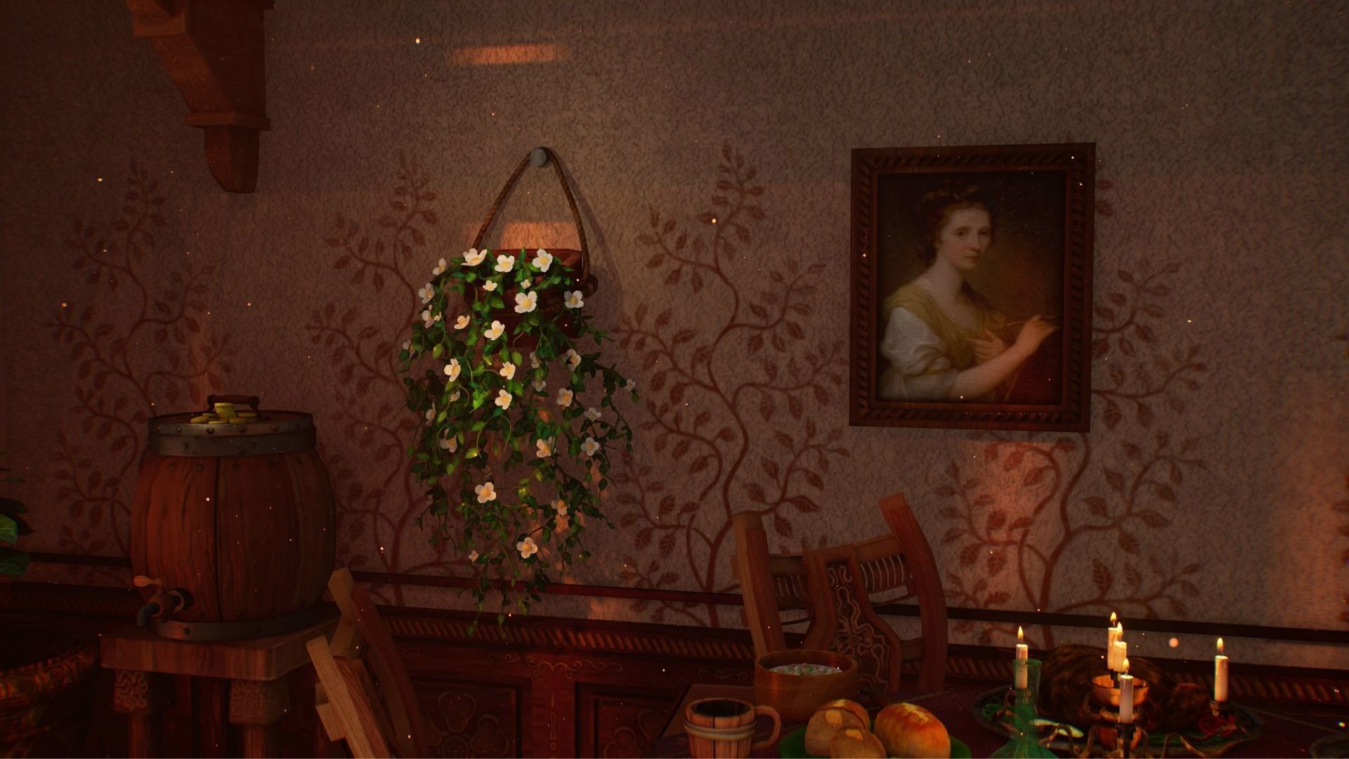 Medieval Dining Room Interior Remastered - Blender and UE 4-5 Low-poly 3D model_5