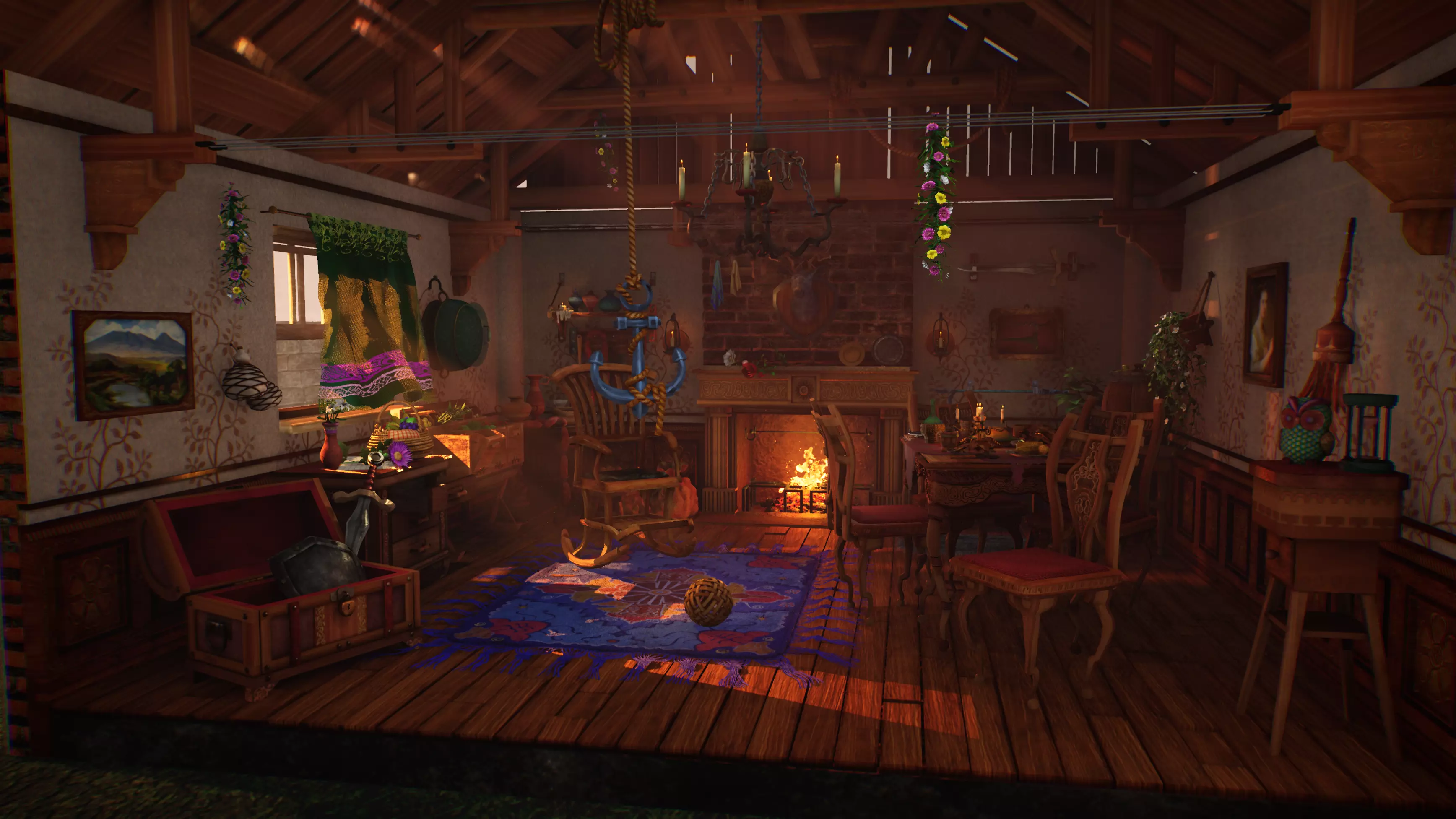 Medieval Dining Room Interior Remastered - Blender and UE 4-5 Low-poly 3D model_0