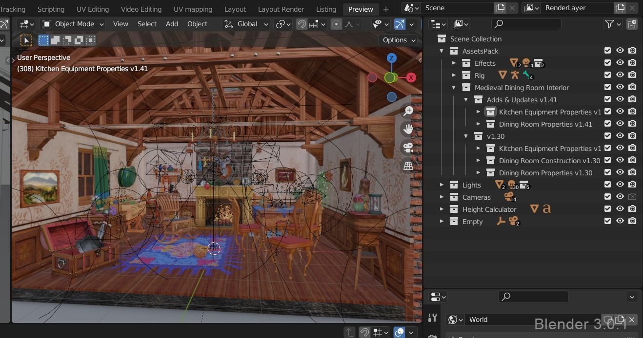 Medieval Dining Room Interior Remastered - Blender and UE 4-5 Low-poly 3D model_18