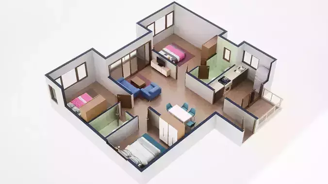 3D Floor Plan Model 51