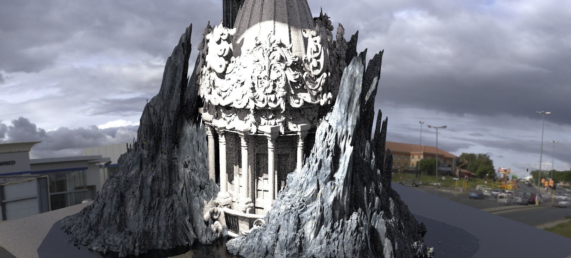 Mountain Castle Retreat Kit bash 2 3D model_1