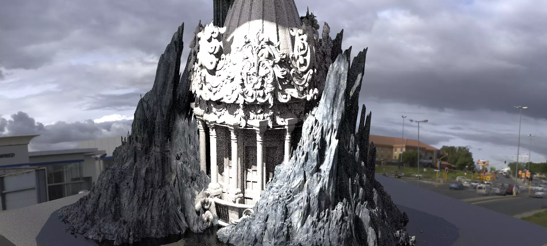 Mountain Castle Retreat Kit bash 2 3D model_0