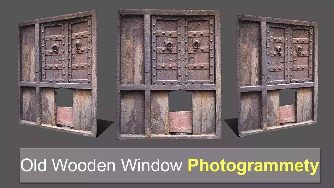 Old Wooden Window Low-poly 3D model_0