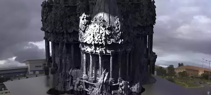 Mountain Castle Retreat Kitbash 4 3D model