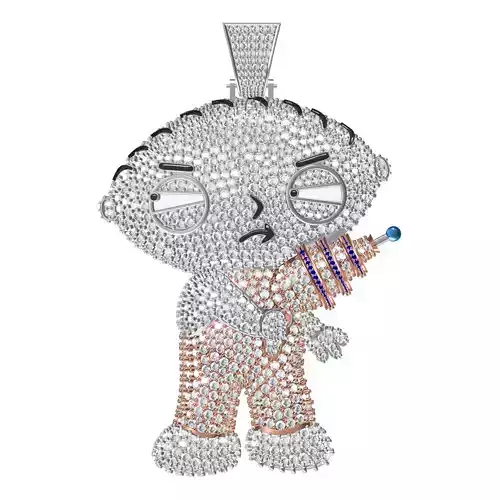 Stewie Griffin Cartoon Pendant Hip Hop