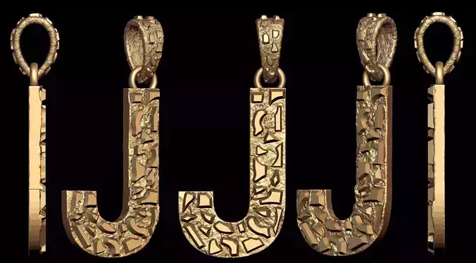 J LETTER INITIAL NUGGET PENDANT 3D print model