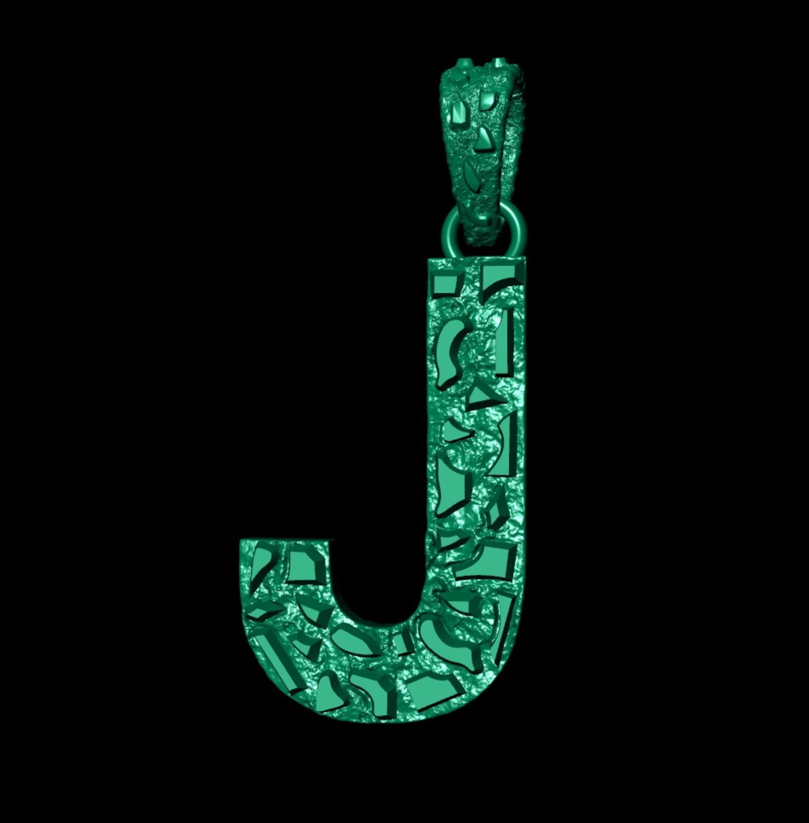 J LETTER INITIAL NUGGET PENDANT 3D print model_6