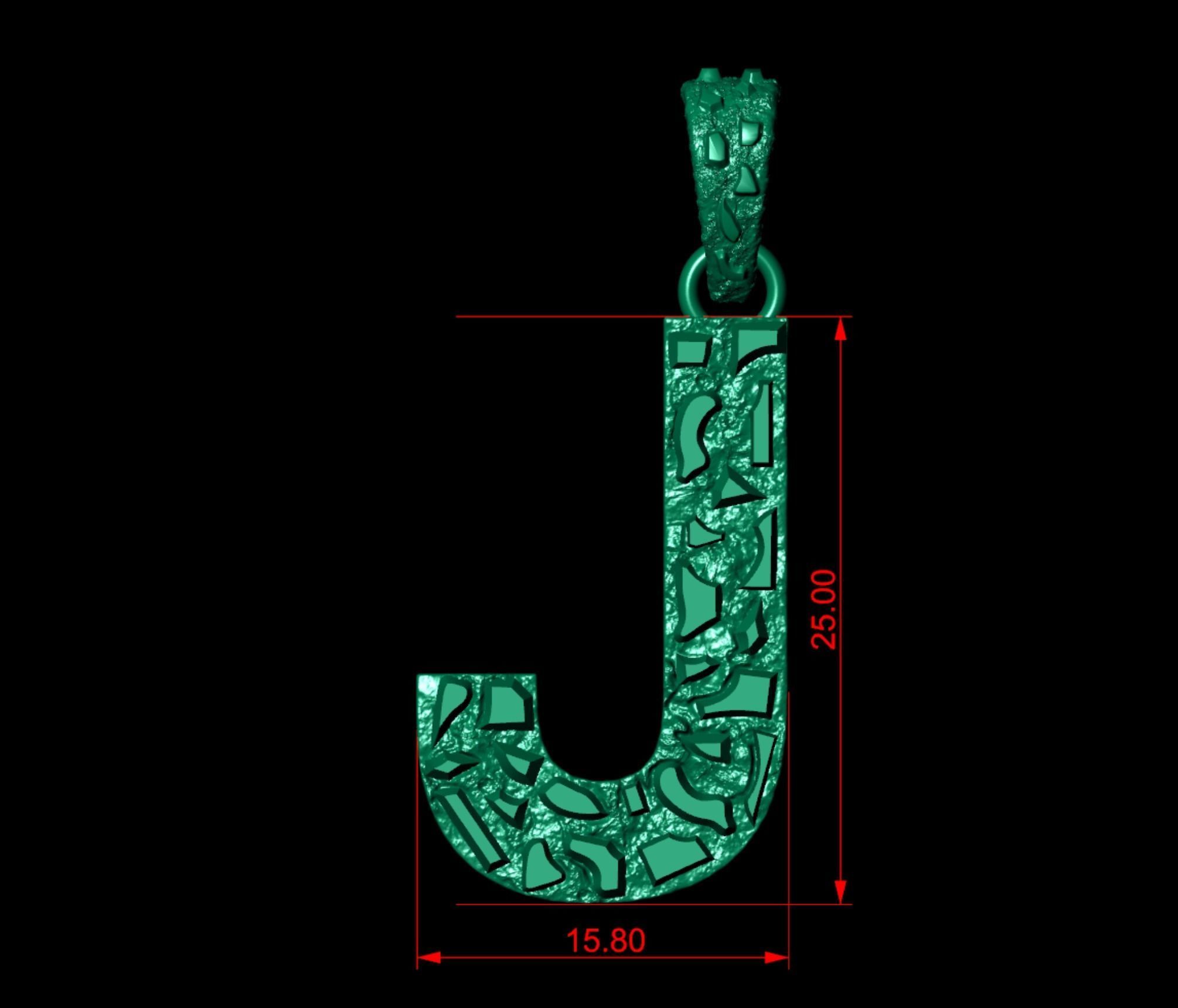 J LETTER INITIAL NUGGET PENDANT 3D print model_3