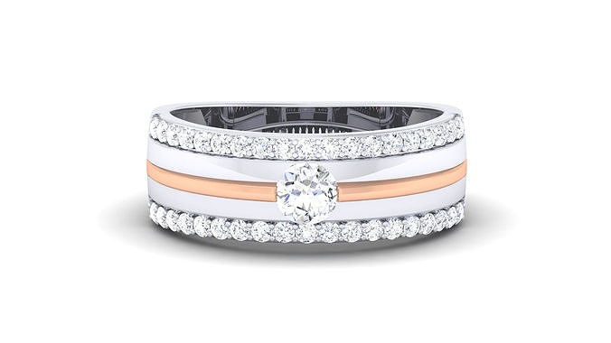 Women Solitaire Band Ring 3D print model