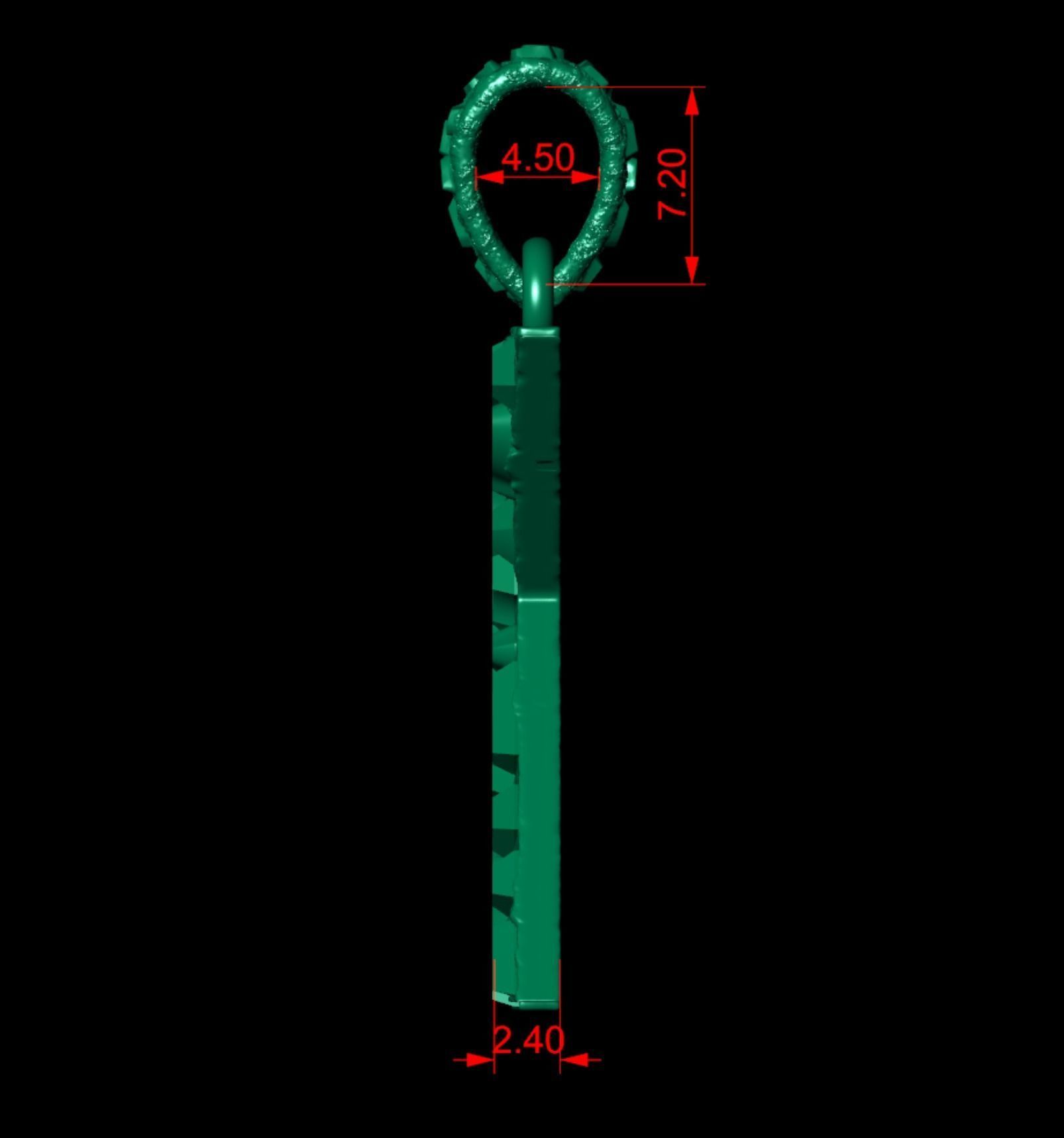 K LETTER INITIAL NUGGET PENDANT 3D print model_4