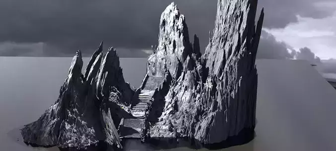  Steps Ruins on cliffs Kit bash 3D model