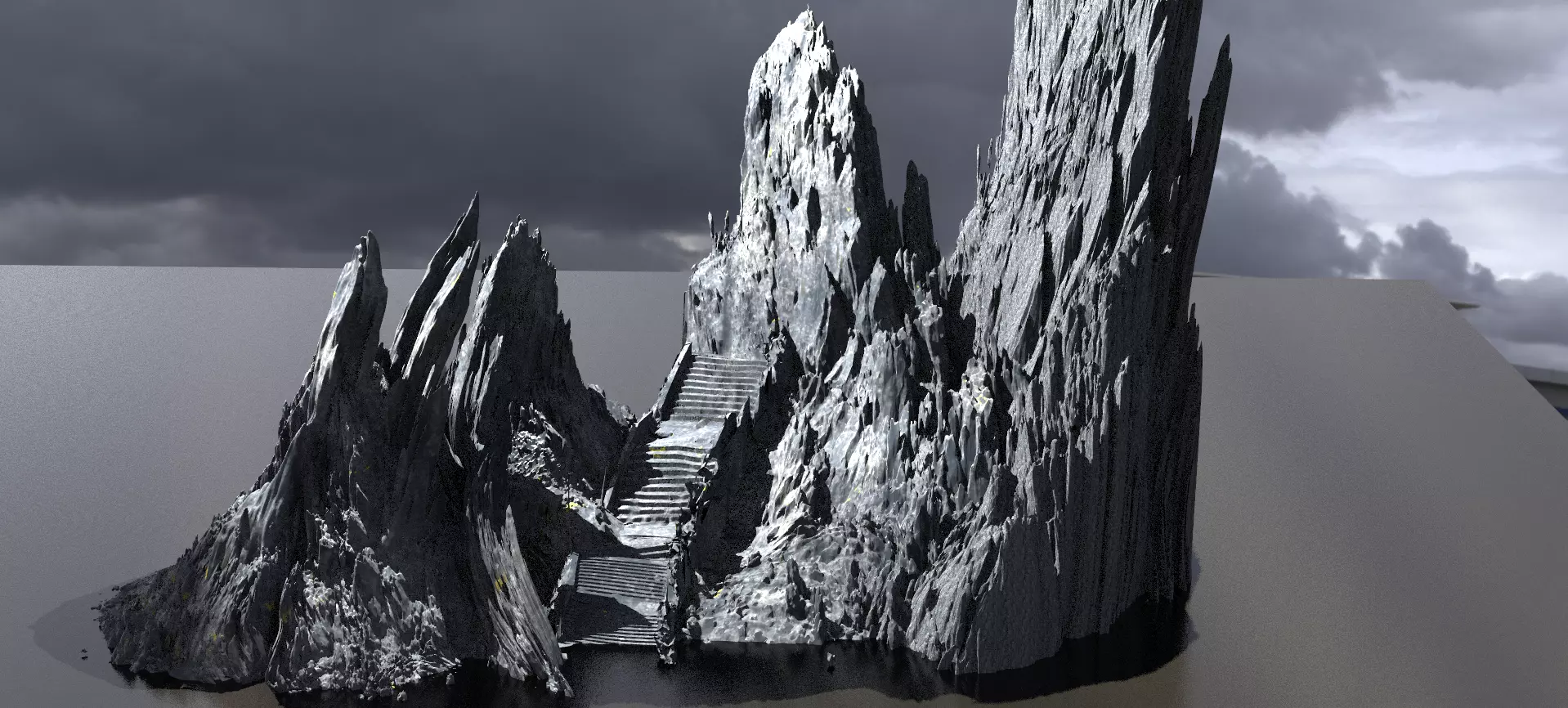  Steps Ruins on cliffs Kit bash 3D model_0