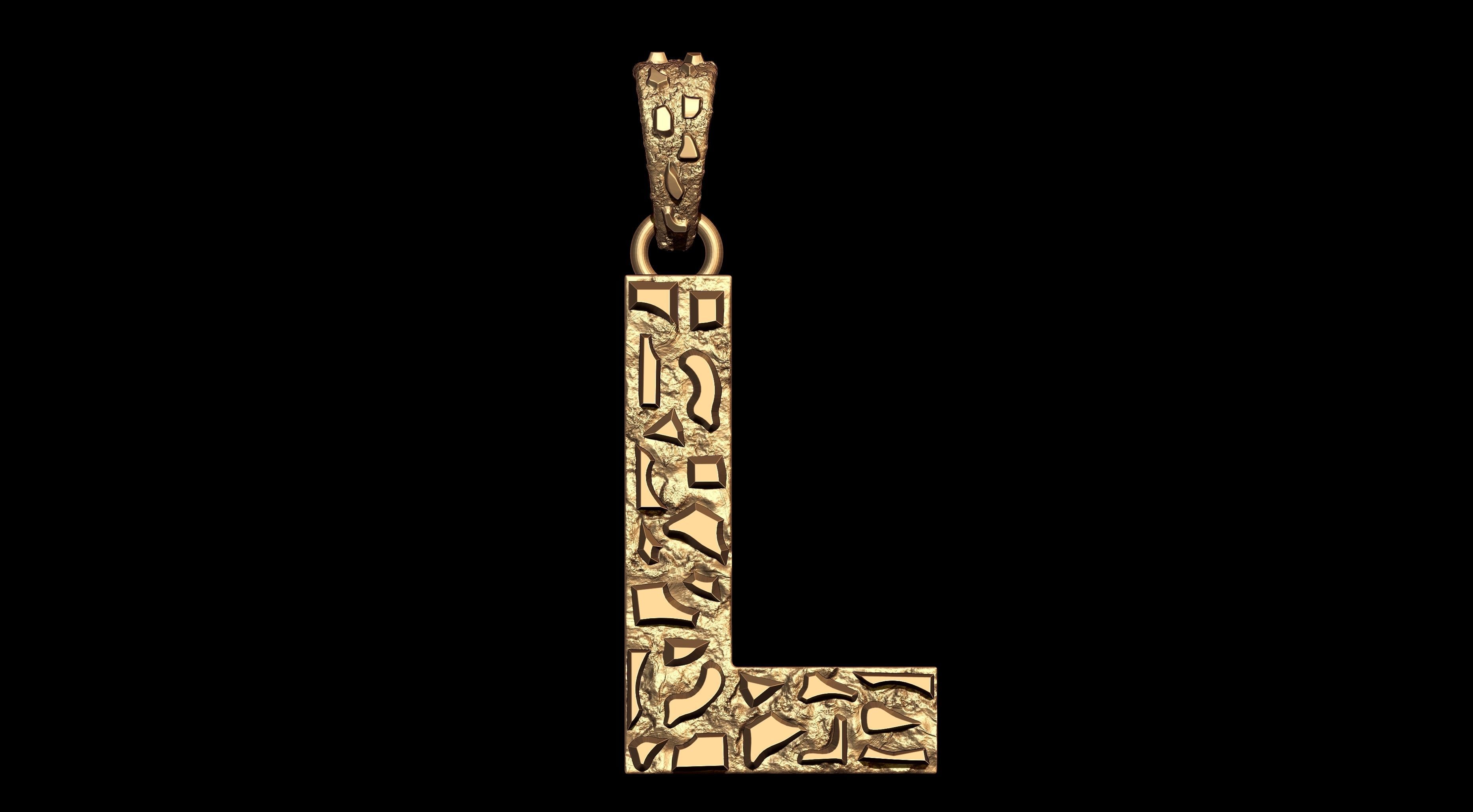 L LETTER INITIAL NUGGET PENDANT 3D print model_2