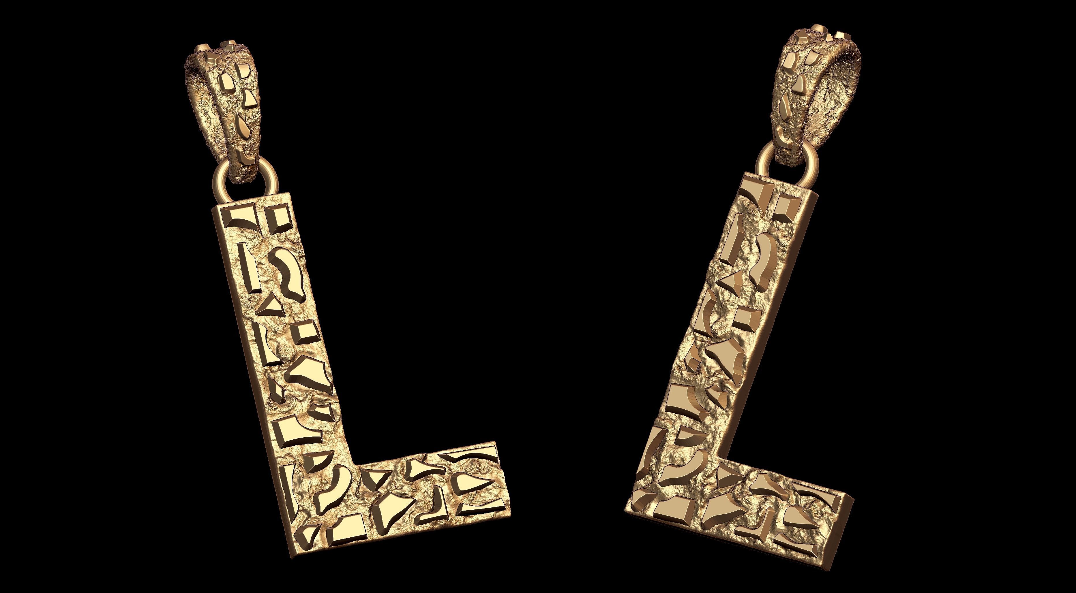 L LETTER INITIAL NUGGET PENDANT 3D print model_1