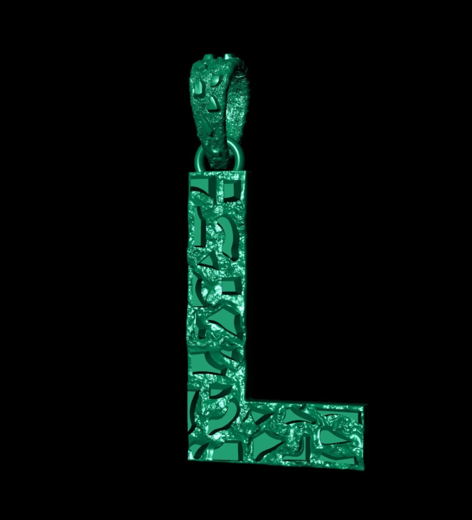 L LETTER INITIAL NUGGET PENDANT 3D print model_6