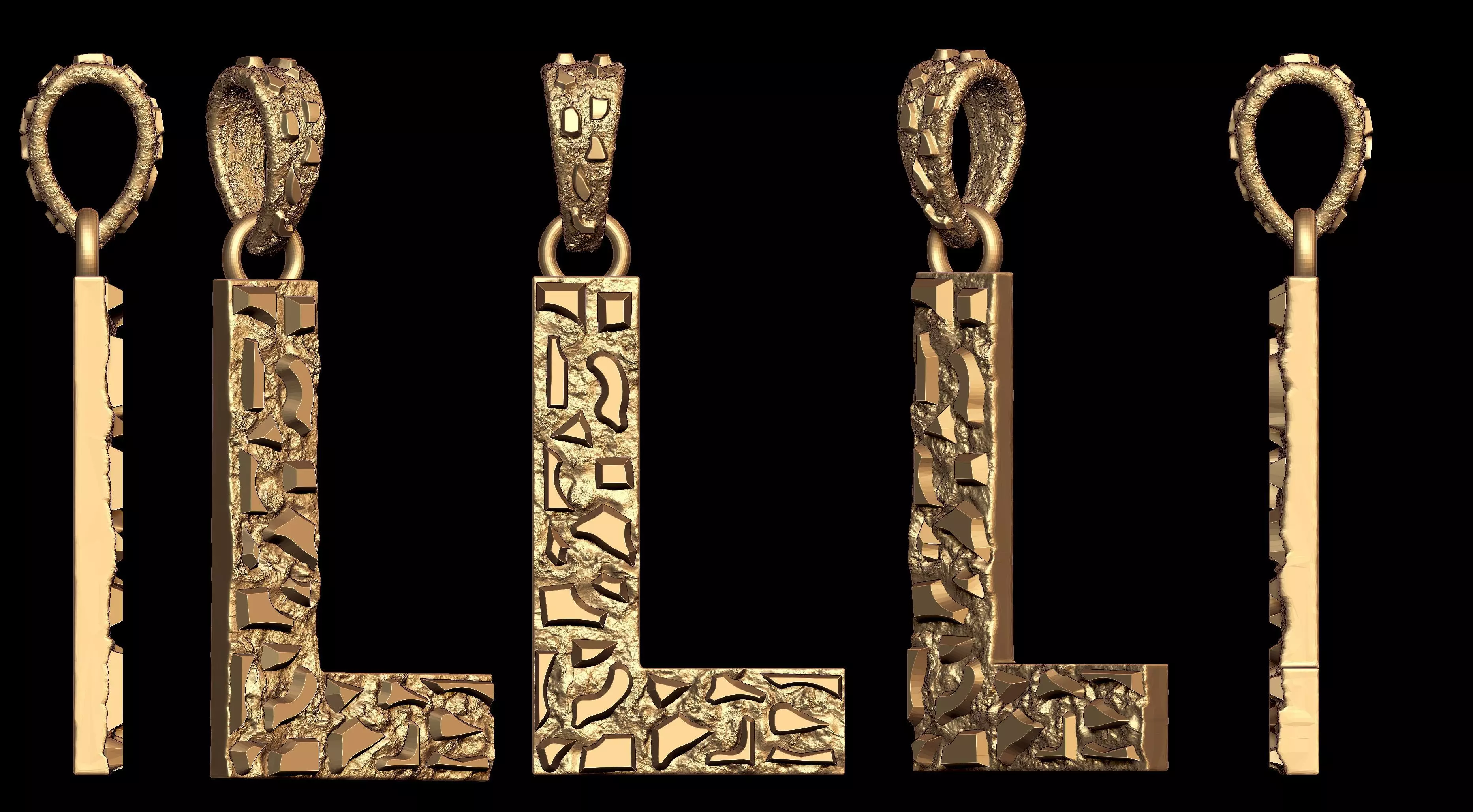 L LETTER INITIAL NUGGET PENDANT 3D print model_0