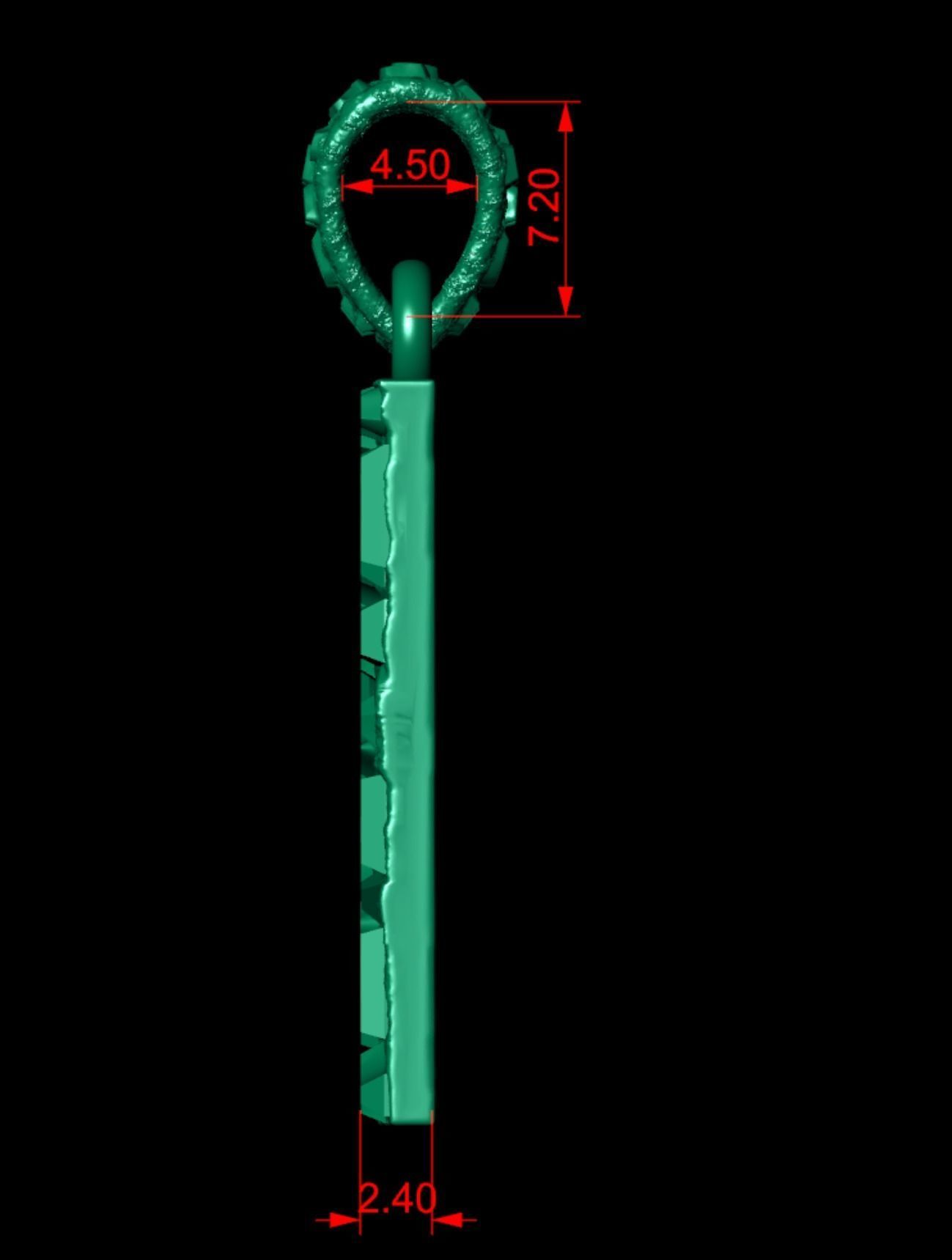 M LETTER INITIAL NUGGET PENDANT 3D print model_4