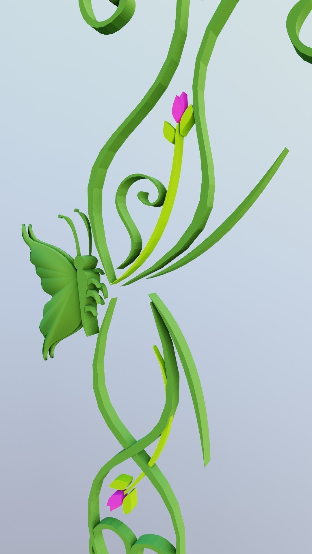 Butterfly flourishes low poly Low-poly 3D model_14