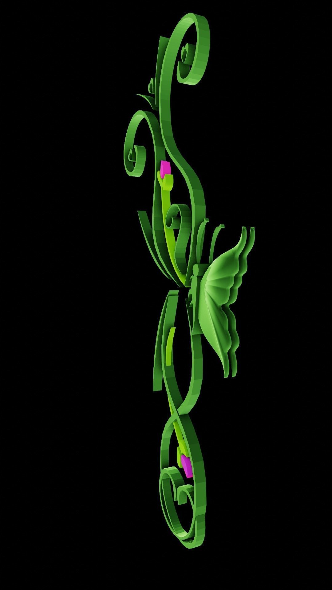 Butterfly flourishes low poly Low-poly 3D model_4