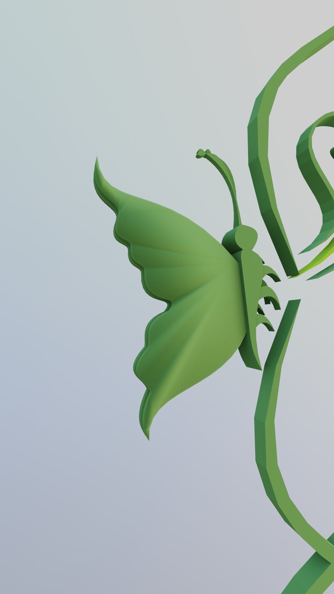 Butterfly flourishes low poly Low-poly 3D model_16