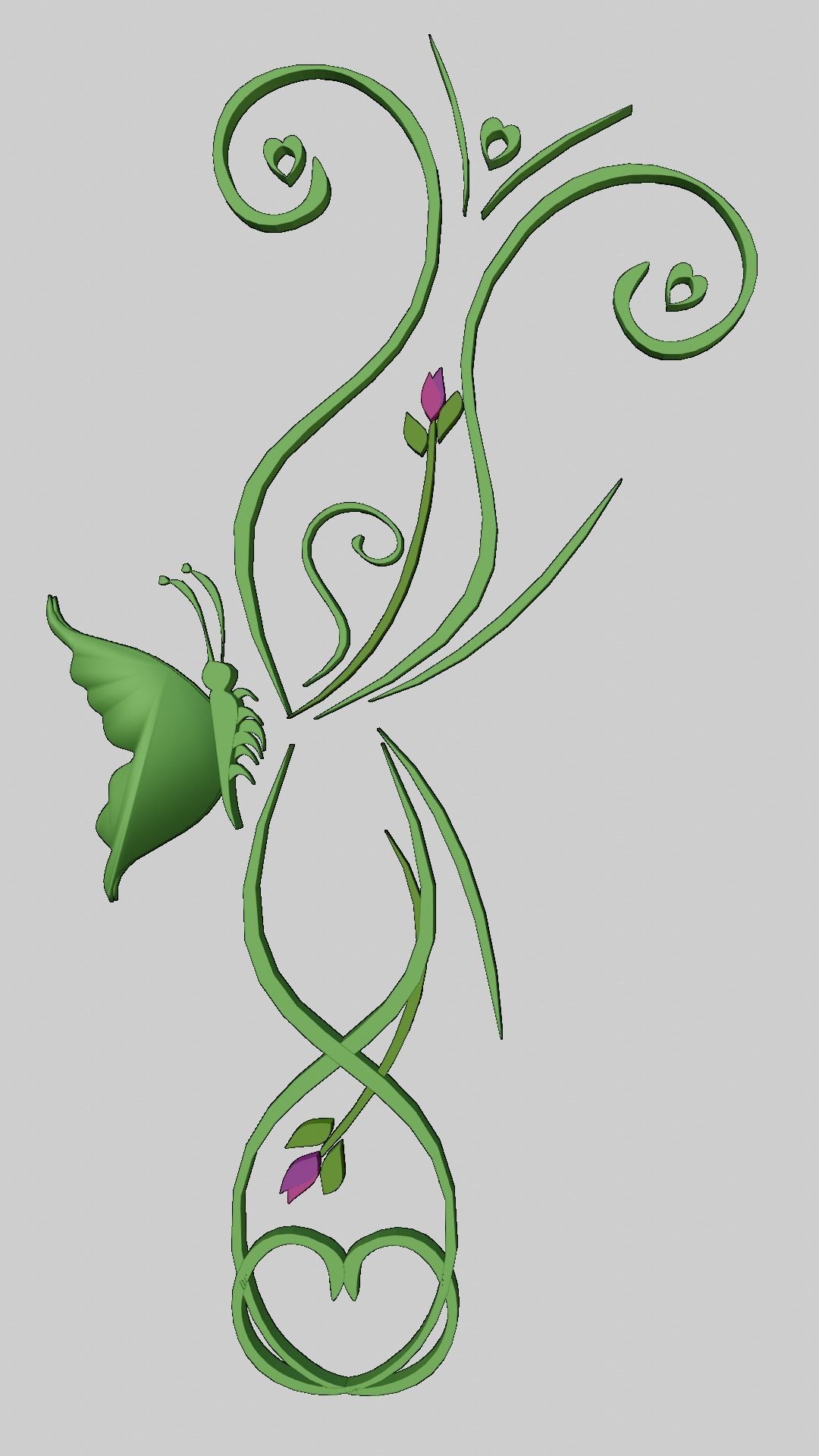 Butterfly flourishes low poly Low-poly 3D model_36