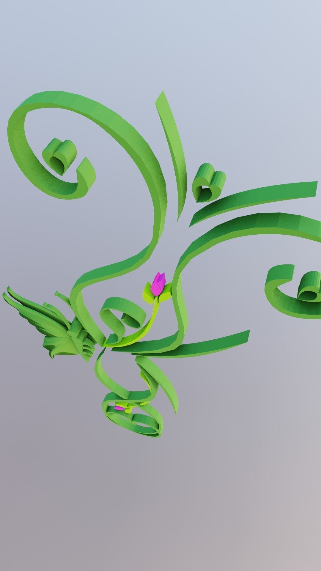 Butterfly flourishes low poly Low-poly 3D model_13