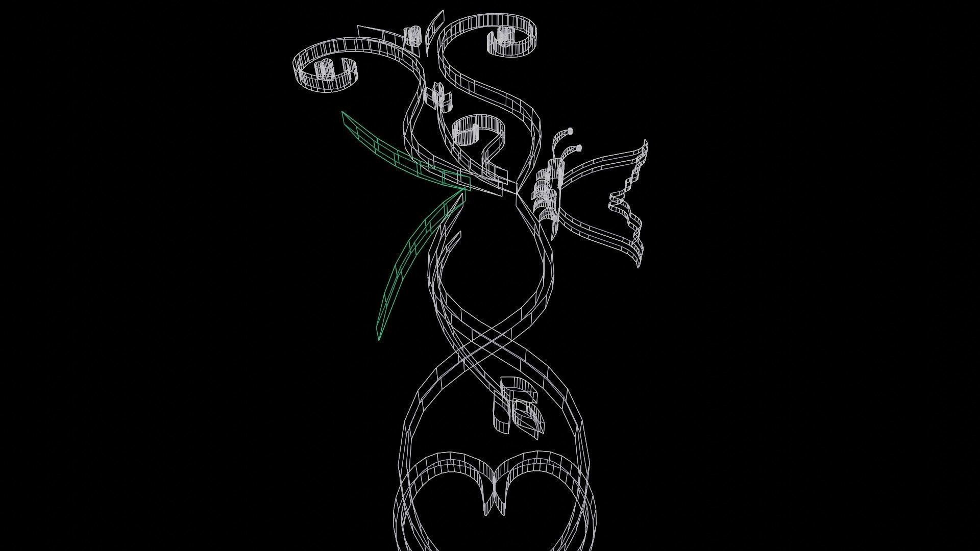 Butterfly flourishes low poly Low-poly 3D model_38