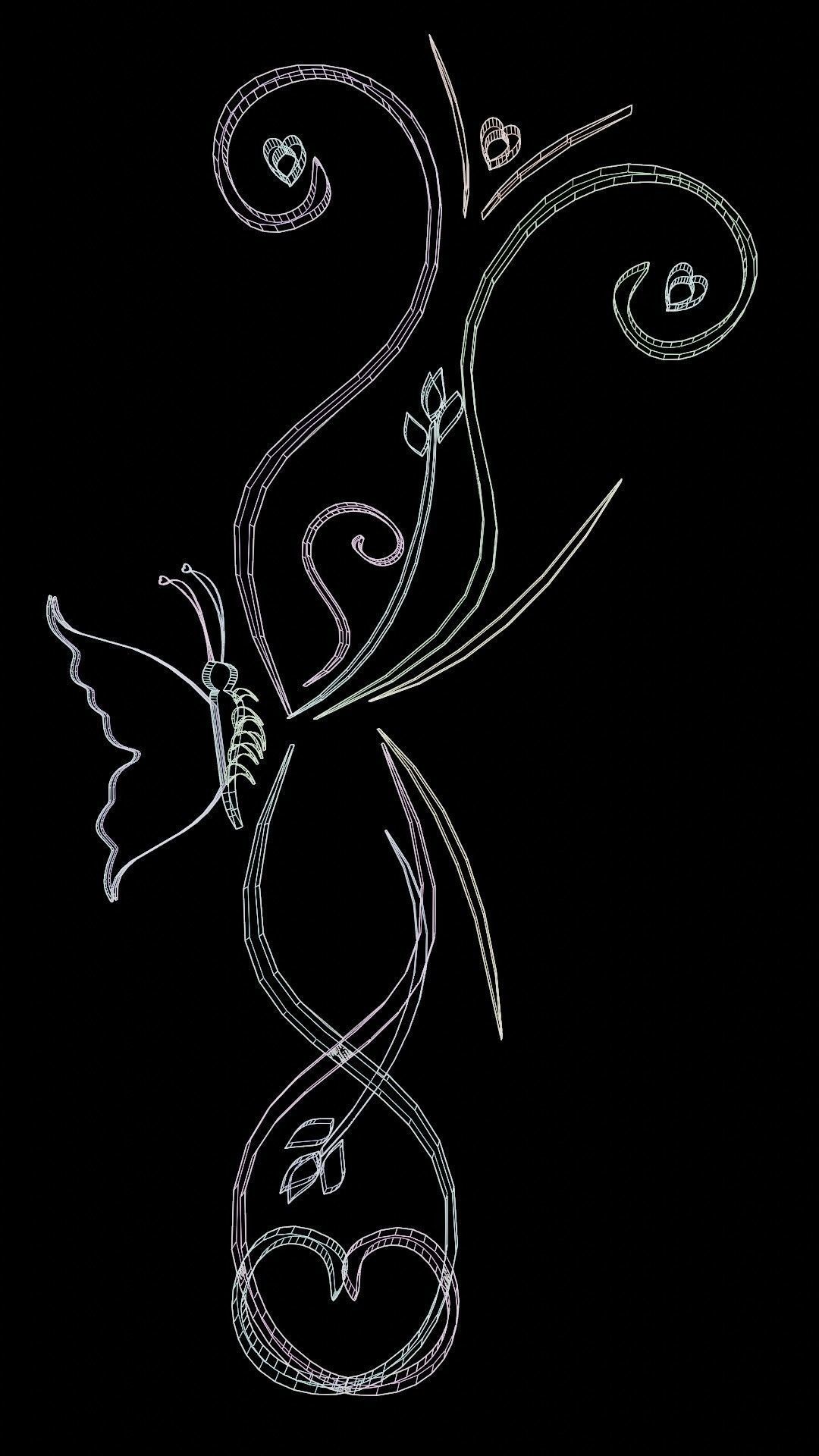 Butterfly flourishes low poly Low-poly 3D model_35