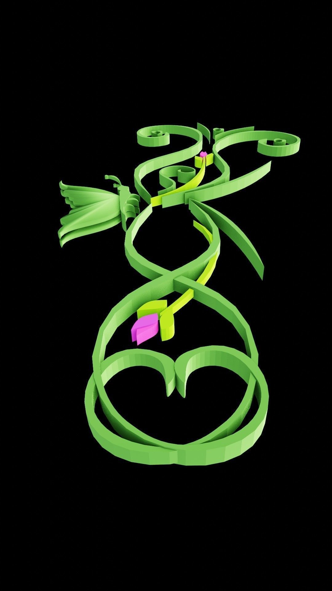 Butterfly flourishes low poly Low-poly 3D model_8