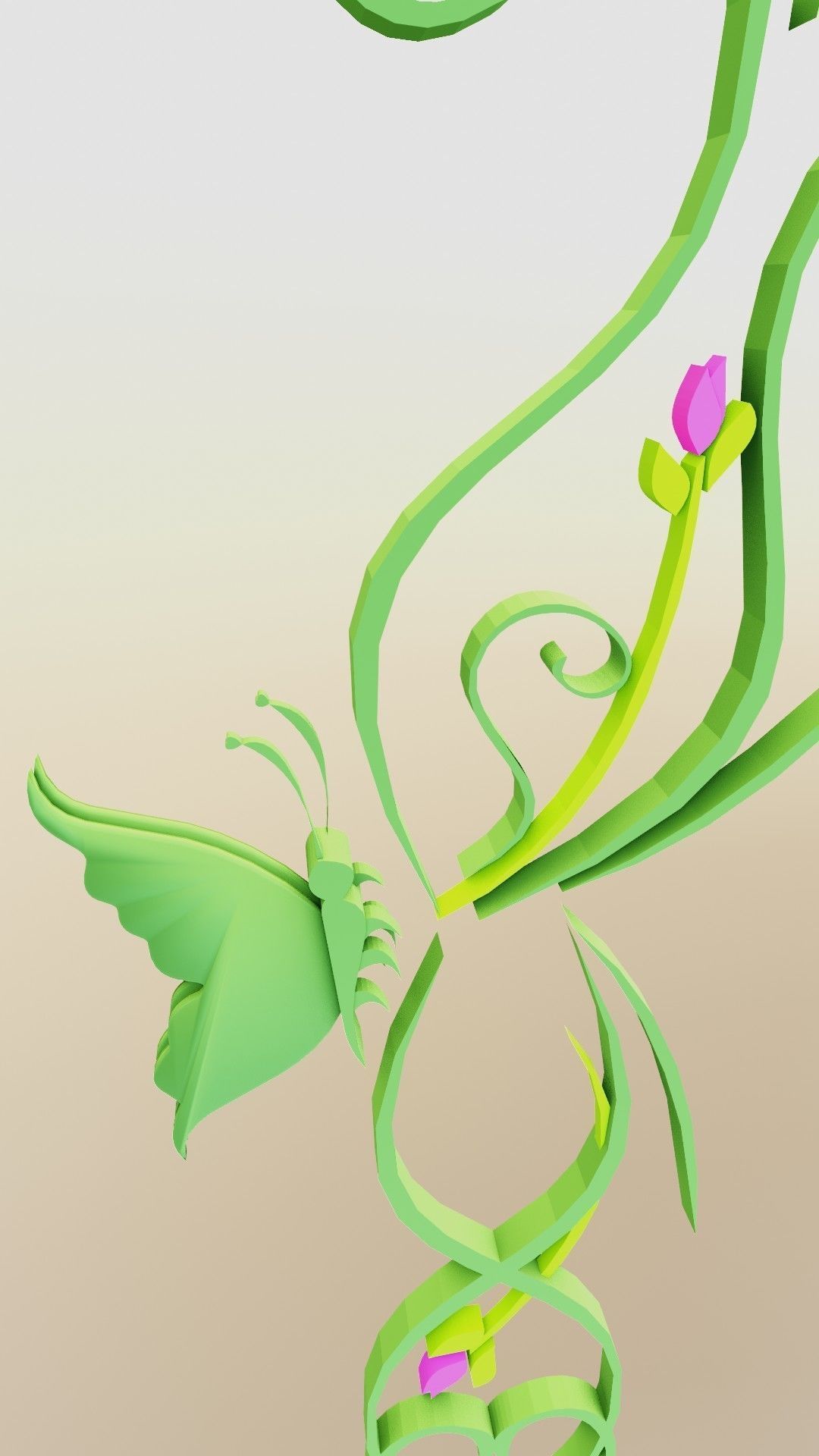 Butterfly flourishes low poly Low-poly 3D model_32