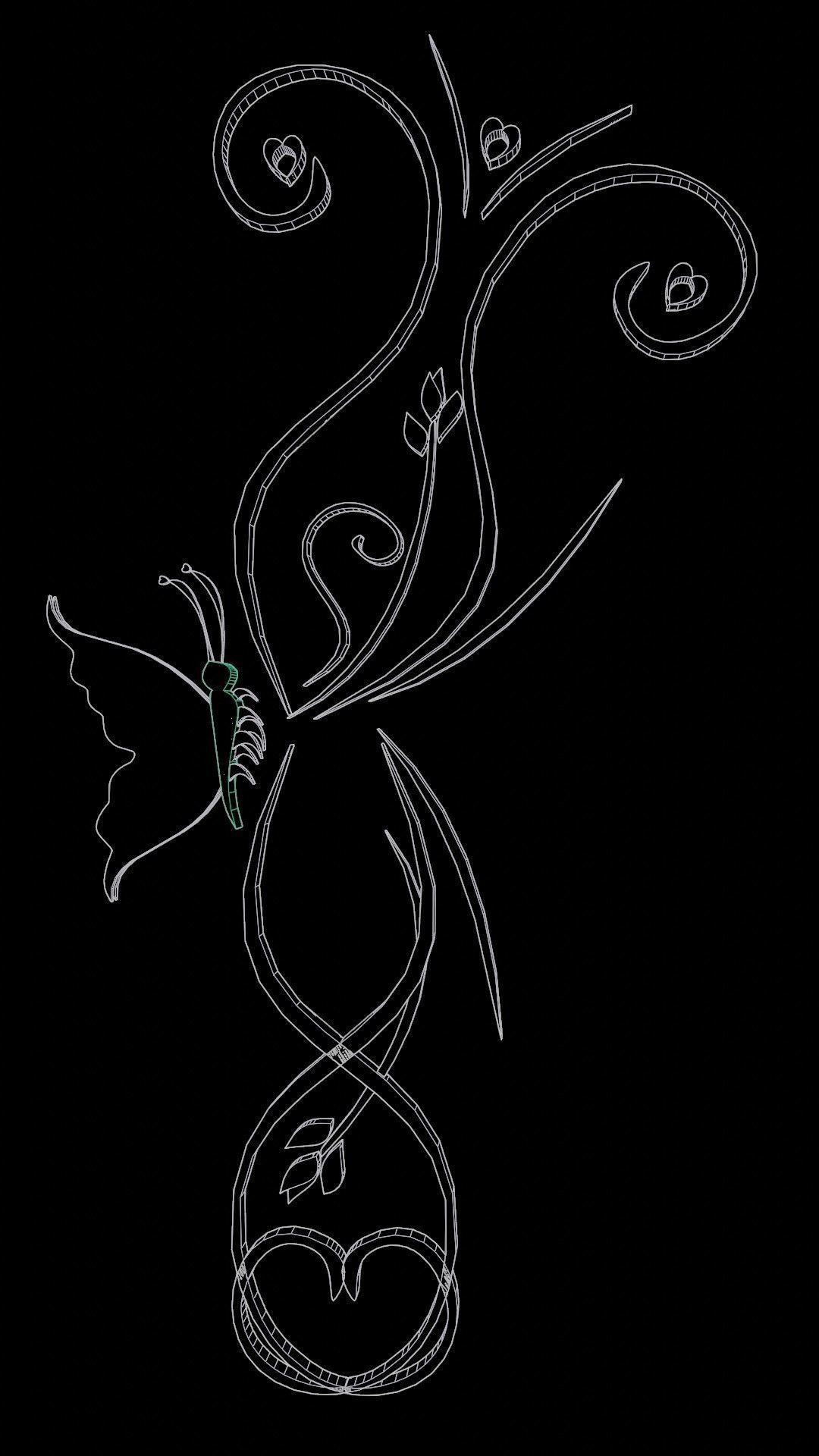 Butterfly flourishes low poly Low-poly 3D model_30