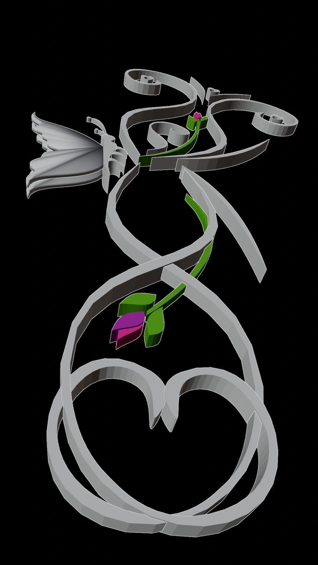 Butterfly flourishes low poly Low-poly 3D model_5