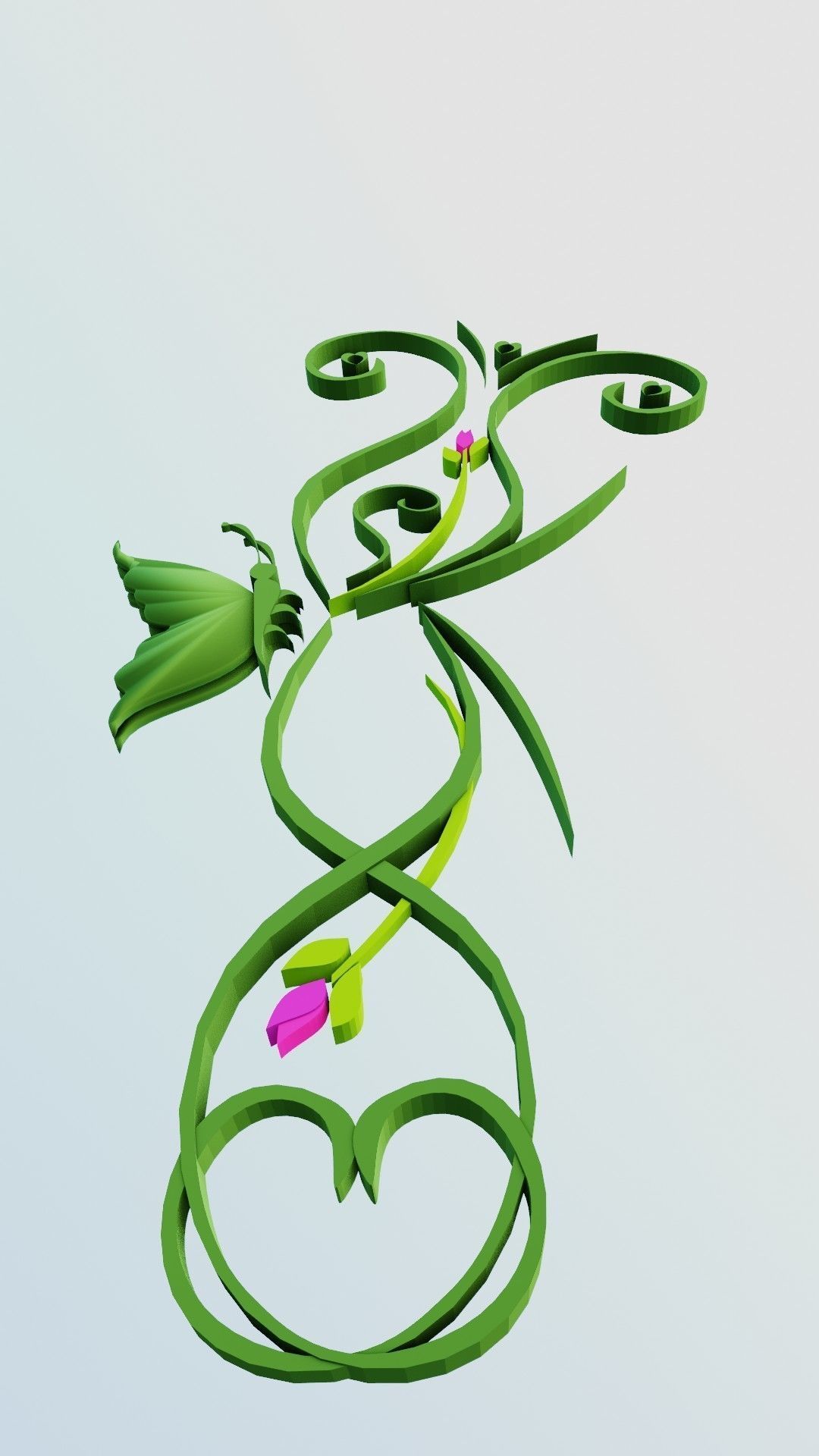 Butterfly flourishes low poly Low-poly 3D model_12