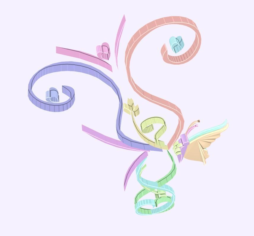 Butterfly flourishes low poly Low-poly 3D model_19