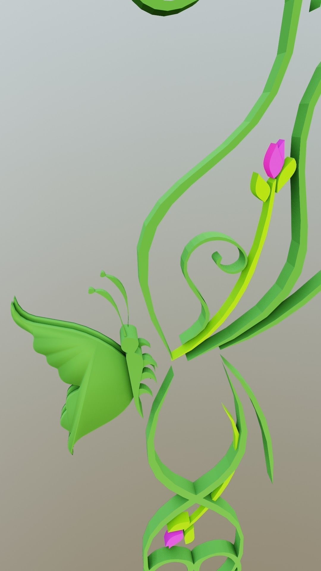 Butterfly flourishes low poly Low-poly 3D model_31