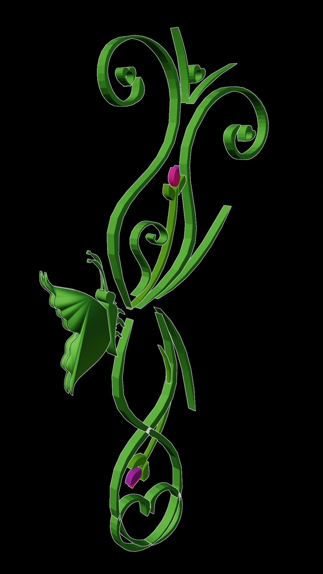 Butterfly flourishes low poly Low-poly 3D model_23