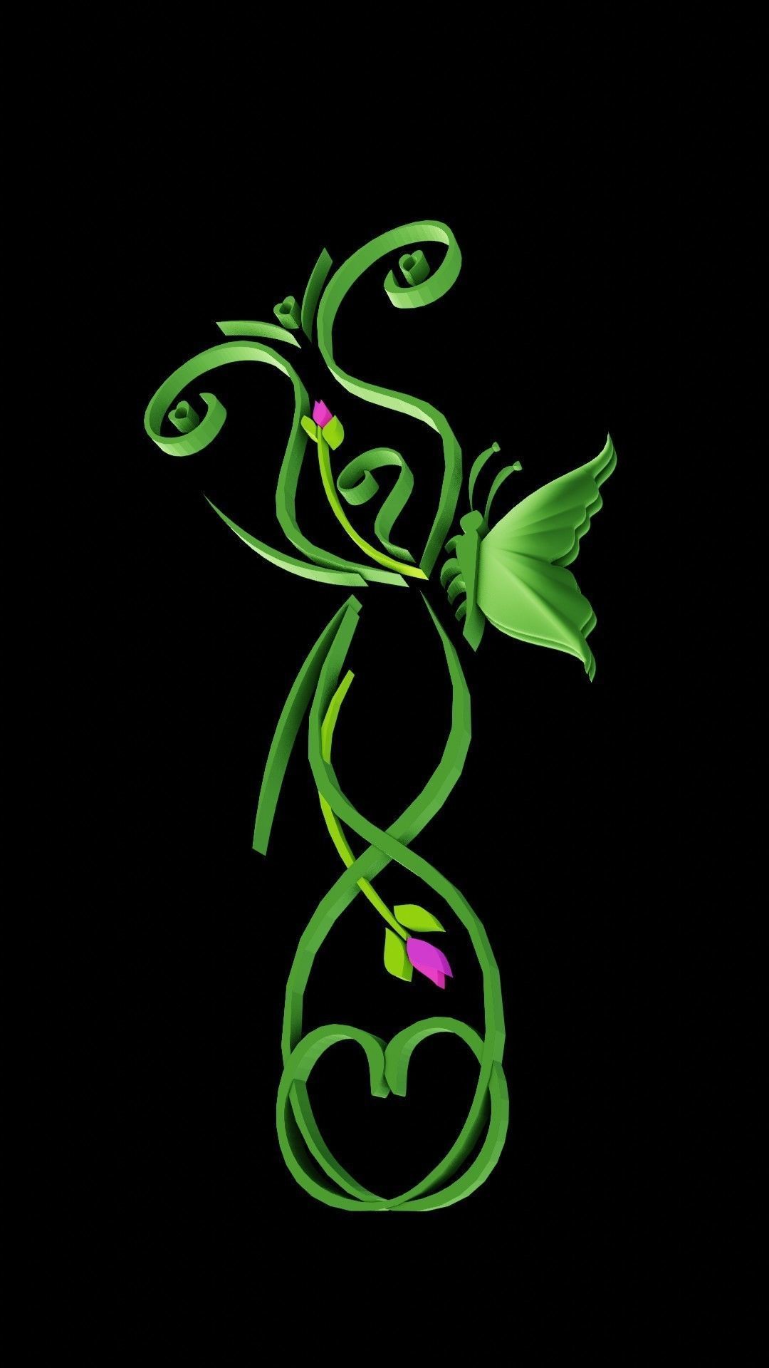 Butterfly flourishes low poly Low-poly 3D model_7