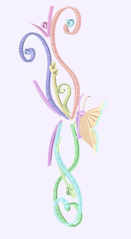 Butterfly flourishes low poly Low-poly 3D model_18