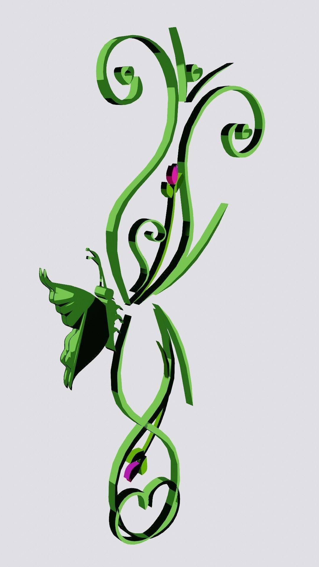 Butterfly flourishes low poly Low-poly 3D model_34