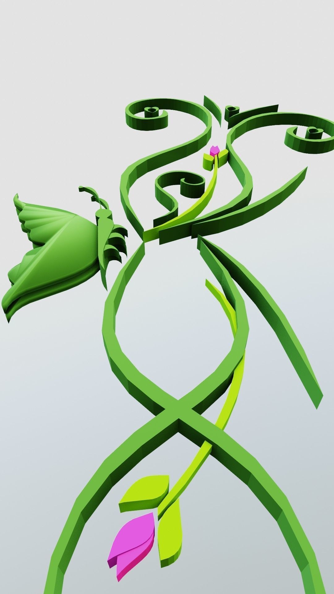 Butterfly flourishes low poly Low-poly 3D model_33