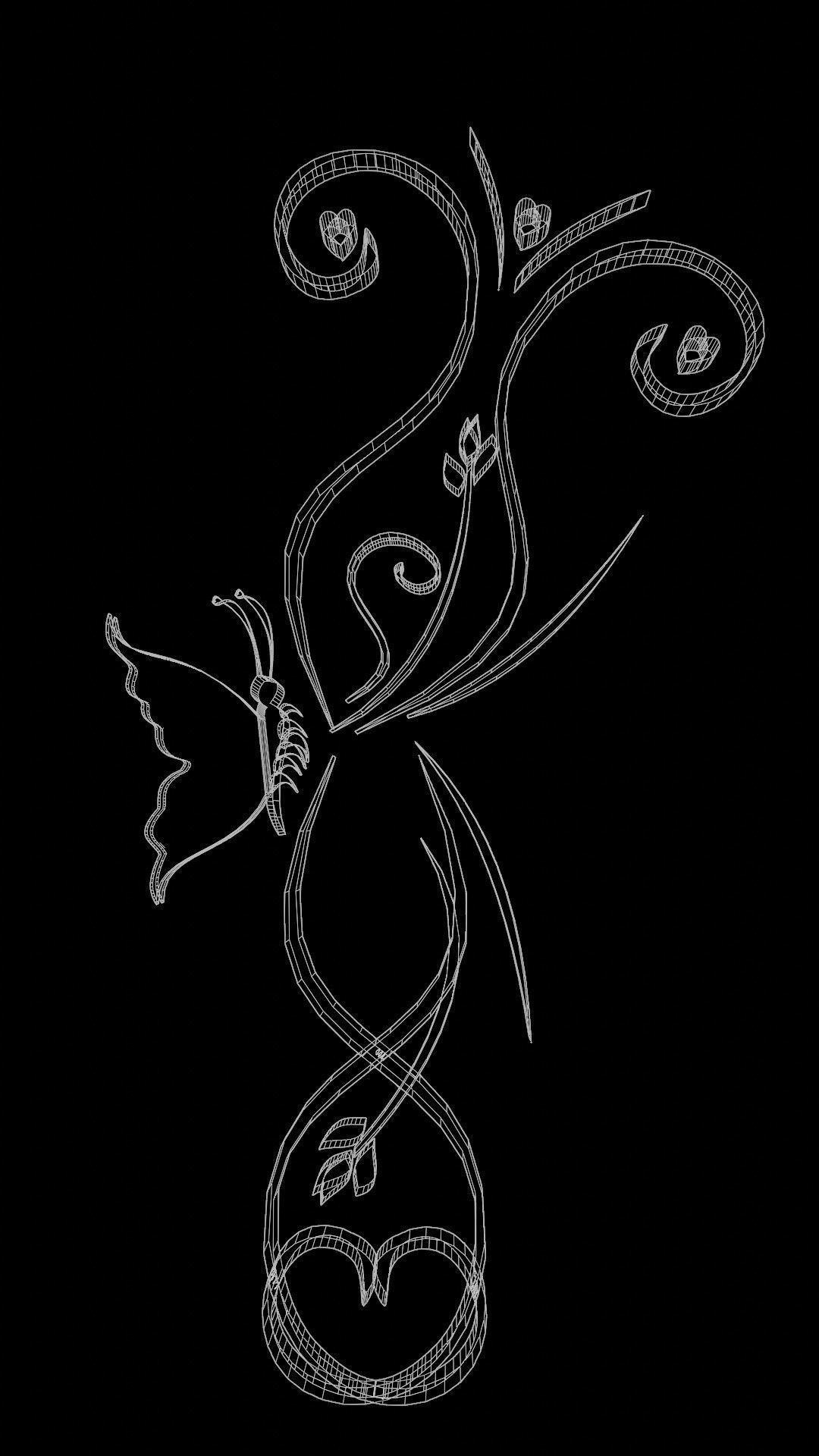 Butterfly flourishes low poly Low-poly 3D model_3