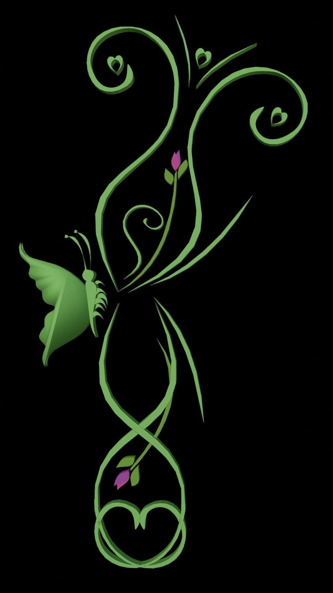 Butterfly flourishes low poly Low-poly 3D model_27