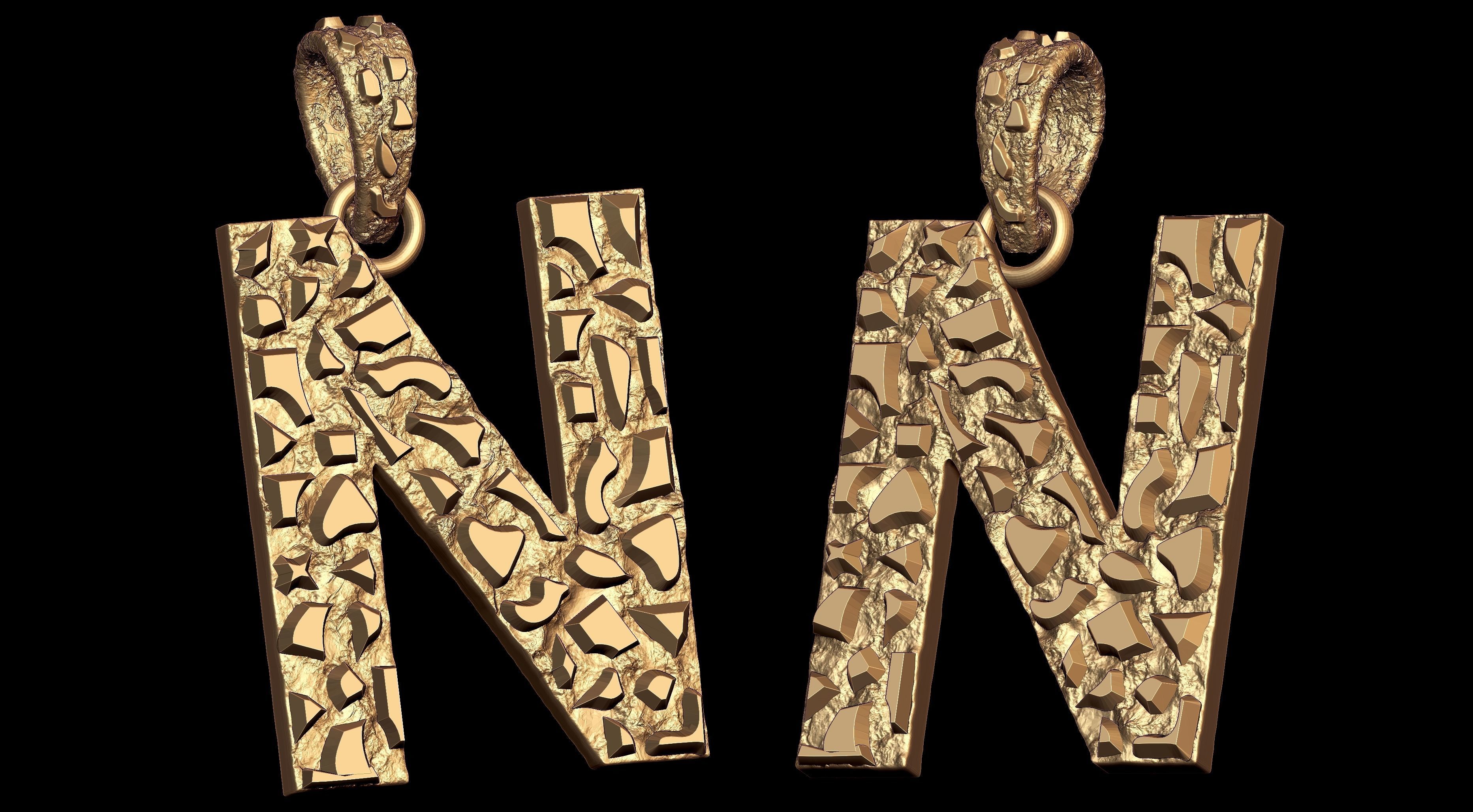 N LETTER INITIAL NUGGET PENDANT 3D print model_1