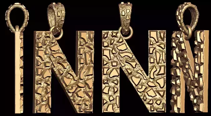 N LETTER INITIAL NUGGET PENDANT 3D print model