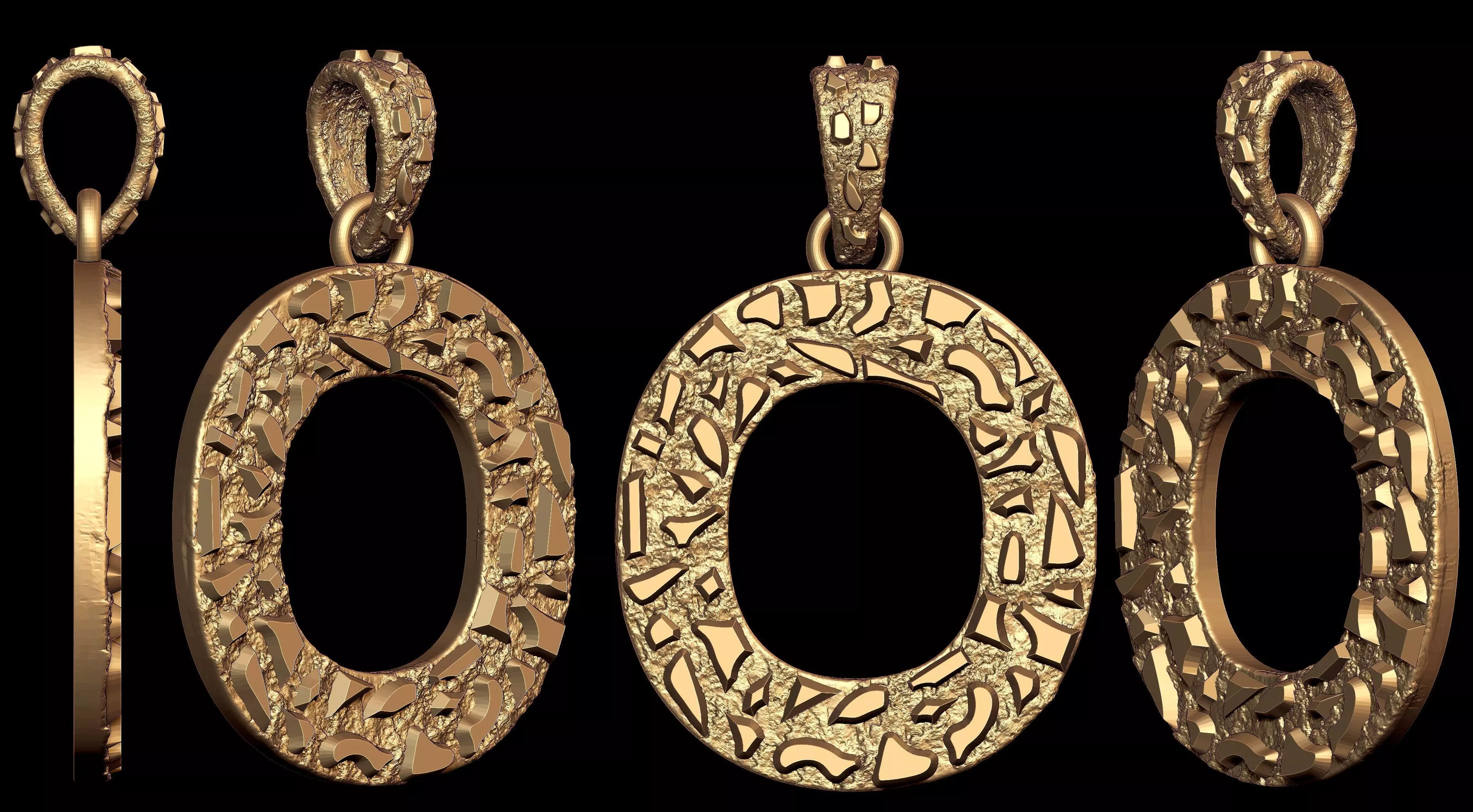 O LETTER INITIAL NUGGET PENDANT 3D print model_0