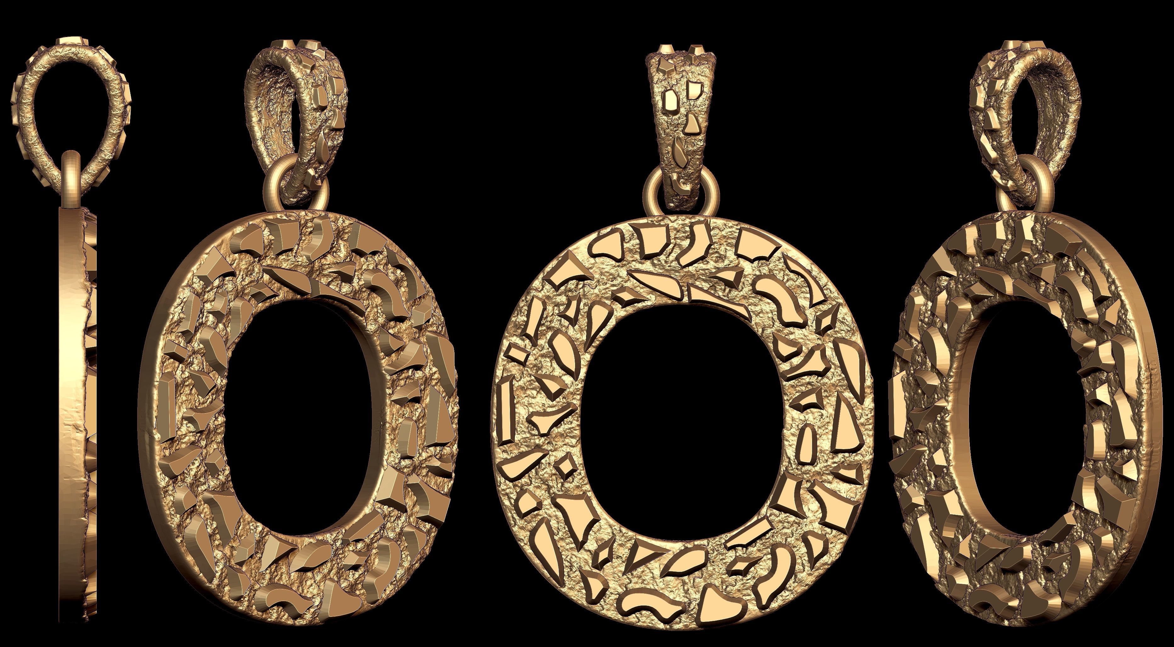 O LETTER INITIAL NUGGET PENDANT 3D print model_8