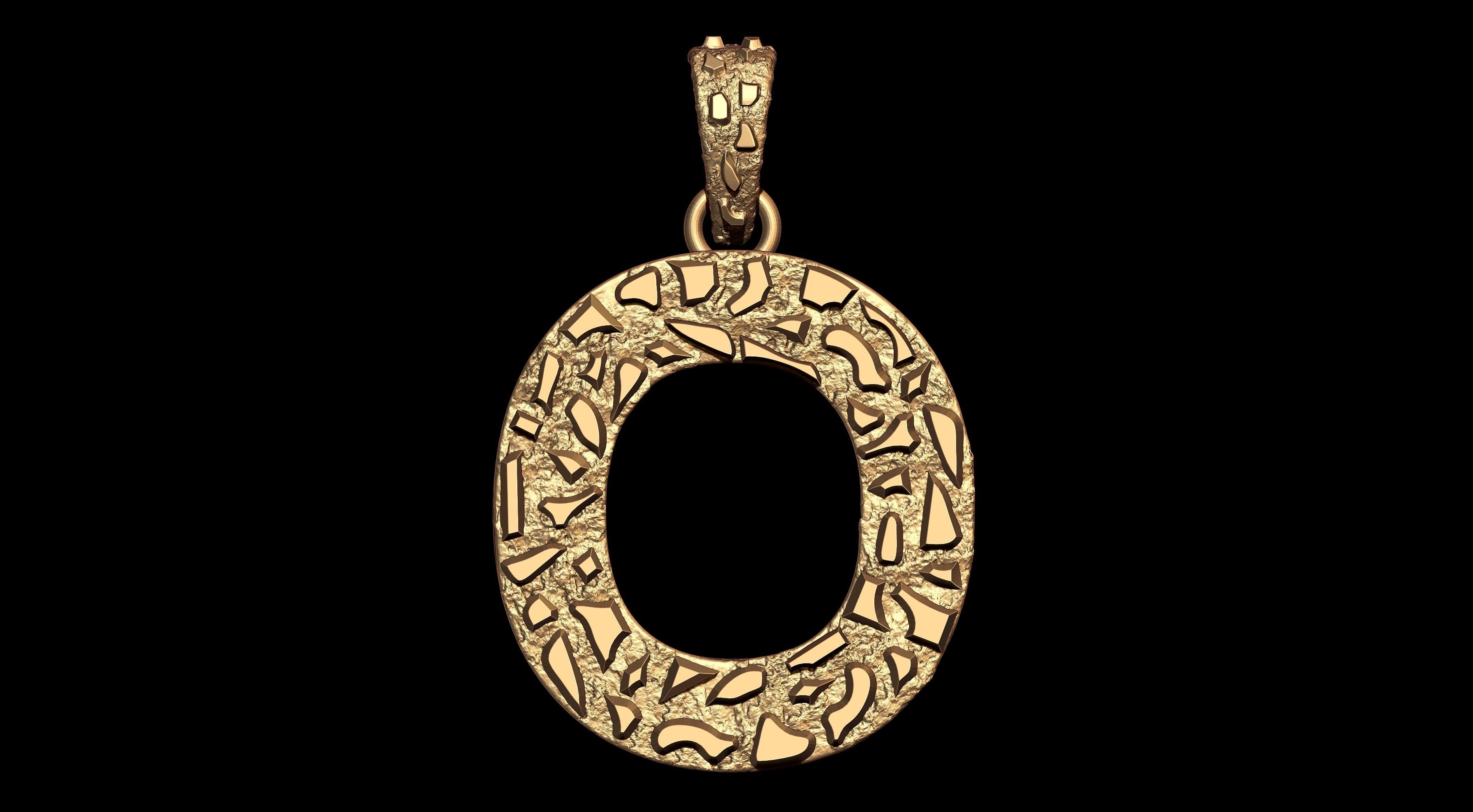 O LETTER INITIAL NUGGET PENDANT 3D print model_2
